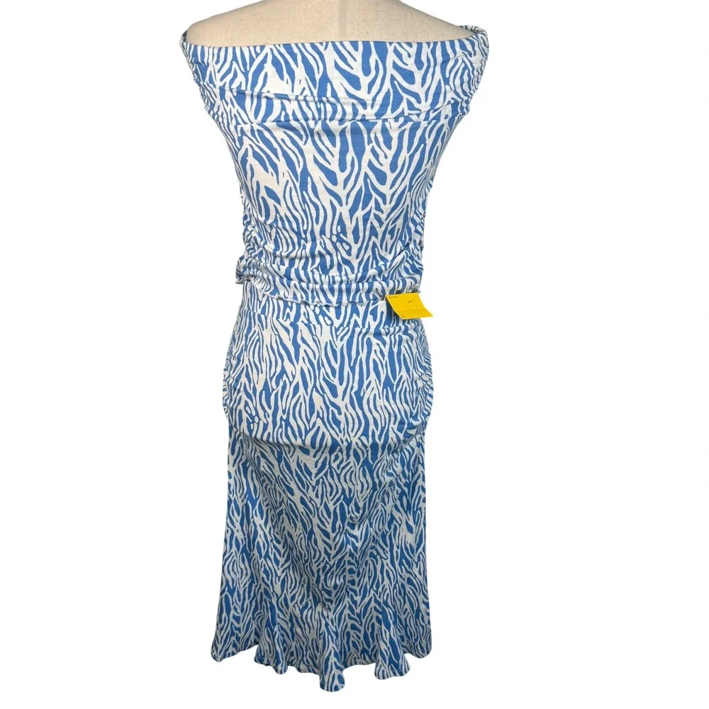 DVF Diane von Furstenberg‎ Target Skirt Top Set Women S Blue Zebra Knit Chic NEW